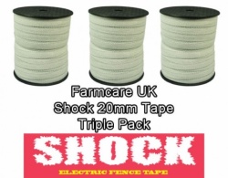 Shock White  20mm Electric Fence Tape TRIPLE Pack DEAL